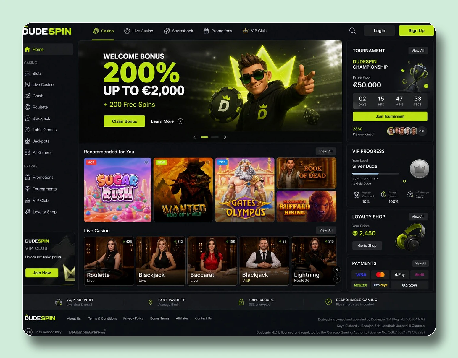 Dudespin — casino retrait instantané